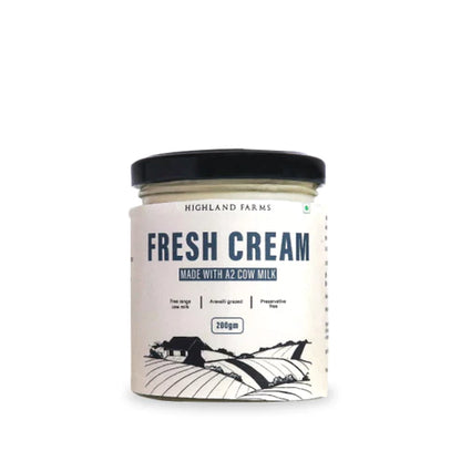 Cream | Fresh (Made With A2 Cow Milk) - Free Range Cow Milk - Preservatives Free - Highland Farms - 200gm