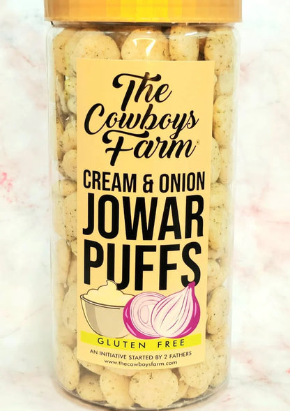 Jowar Puffs | Cream &amp; Onion Jowar Puffs - Baked - Gluten Free, High In Fibre, Diabetic Friendly &amp; No Msg – The Cow Boys Farm – 170gm