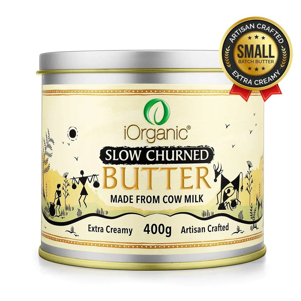 Butter | Slow Churned Butter (Made From Cow Milk) - Extra Creamy - iOrganic - 400gm