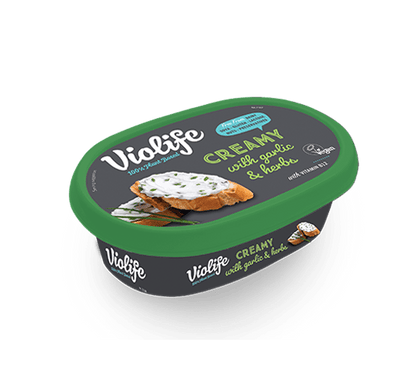 Spread | Creamy (With Garlic &amp; Herbs) - Vegan, Gluten Free, Dairy Free, Soya Free, Lactose Free &amp; No Added Preservatives - Violife - 150gm