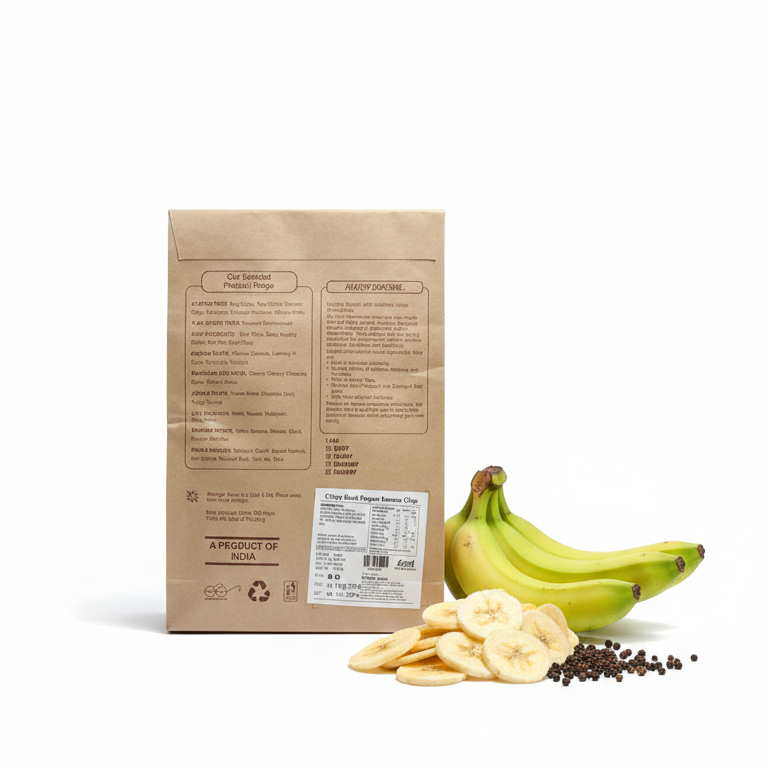 Chips | Crispy Black Pepper Banana Chips-Vegan, Gluten Free- Zero Cholesterol - No Trans Fat - No Preservative - Healthy Delicacy-220gm