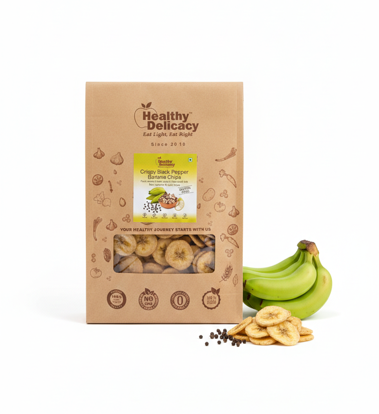 Chips | Crispy Black Pepper Banana Chips-Vegan, Gluten Free- Zero Cholesterol - No Trans Fat - No Preservative - Healthy Delicacy-220gm