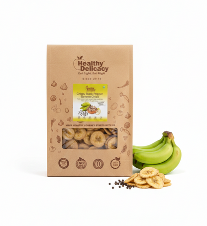 Chips | Crispy Black Pepper Banana Chips-Vegan, Gluten Free- Zero Cholesterol - No Trans Fat - No Preservative - Healthy Delicacy-220gm