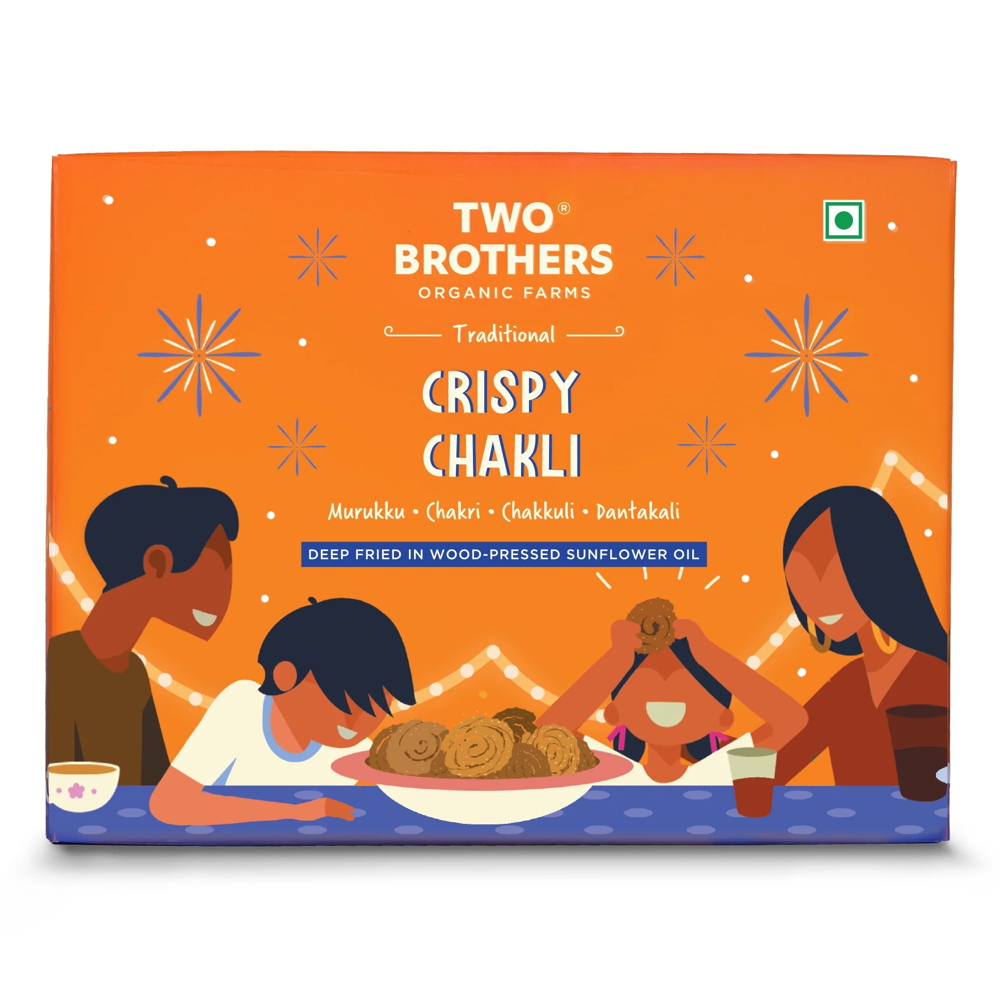 Crispy Chakli | Traditional – Murukku (Deep Fried In Woodpressed Sun Sunflower Oil) – No Refined Butter &amp; No Refined Flours – Two Brothers – 250gm