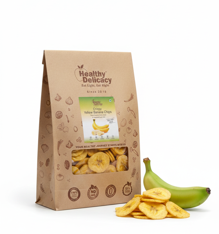 Chips | Crispy Yellow Banana Chips-Vegan, Gluten Free- Zero Cholesterol - No Trans Fat - No Preservative - Healthy Delicacy-220gm