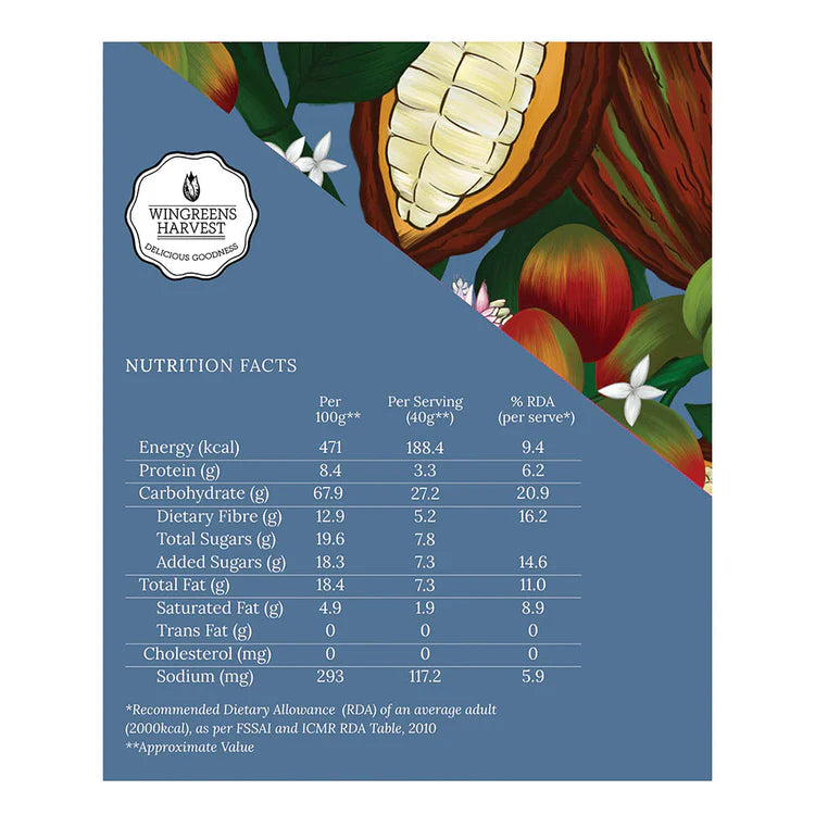 Crunchy Millet Granola Bars – Dark Chocolate &amp; Espresso – Natural - Gluten Free &amp; High Fiber – Wingreens Harvest – 40gm