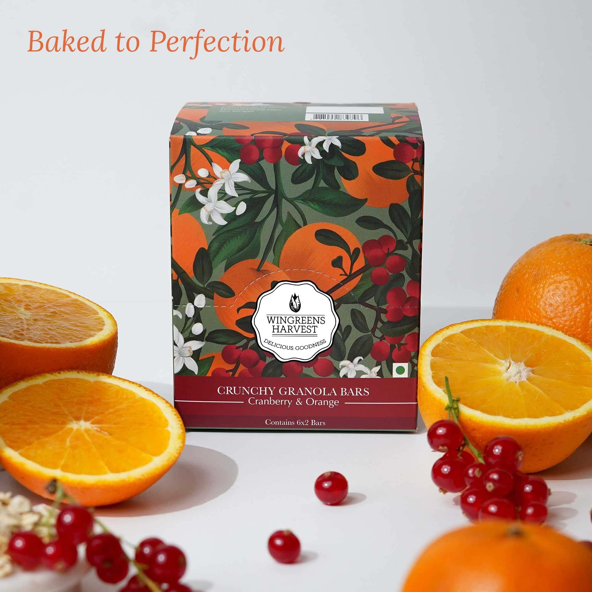 Crunchy Millet Granola Bars - Cranberry &amp;amp; Orange – Vegan &amp; Gluten Free - Wingreens Harvest - 40gm x 6
