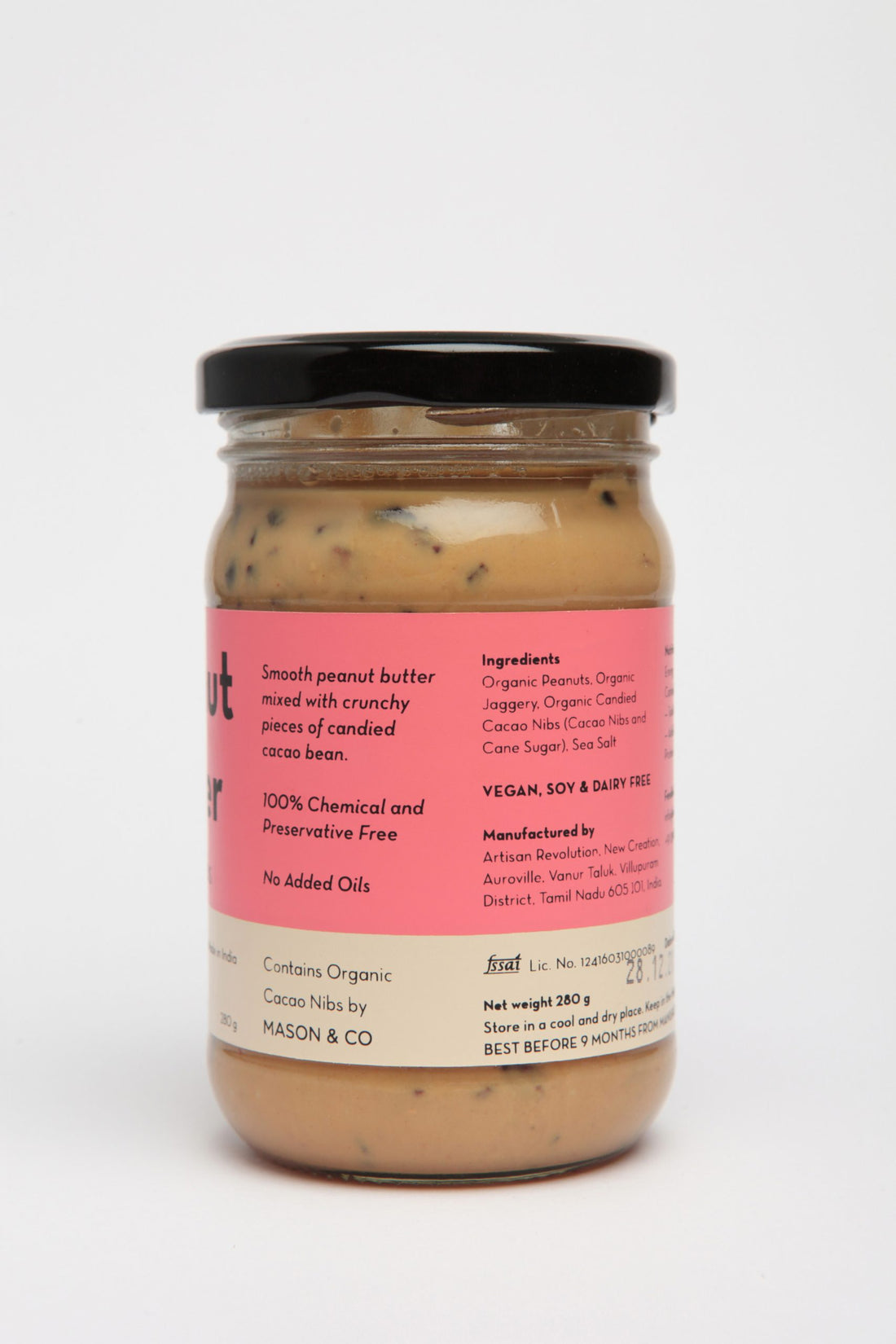 Peanut Butter | Crunchy Nibs - Vegan, Soy Free &amp; Dairy Free - B&amp;C - 280gm