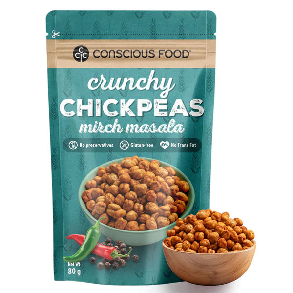 Crunchy Chickpeas (Mirch Masala) - All Natural - Gluten Free, No Trans Fat & No Added Preservatives - Conscious Food - 80gm