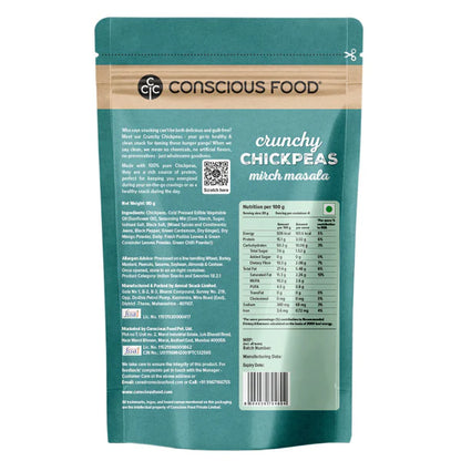Crunchy Chickpeas (Mirch Masala) - All Natural - Gluten Free, No Trans Fat &amp; No Added Preservatives - Conscious Food - 80gm