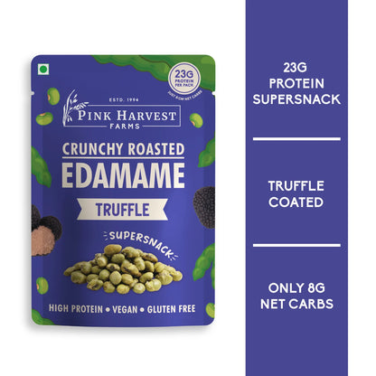 Edamame | Crunchy Roasted Edamame - Truffle - 23g of Protein Per Serving - Vegan, Gluten Free, Non GMO &amp; High In Protein - Pink Harvest - 60gm