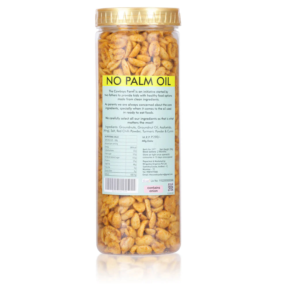 Peanuts | Crunchy Zingy Masala Peanuts - Gluten Free, No Flavor Enhancer, No Artificial Colors &amp; No Added Preservatives – The Cowboys Farm - 290gm