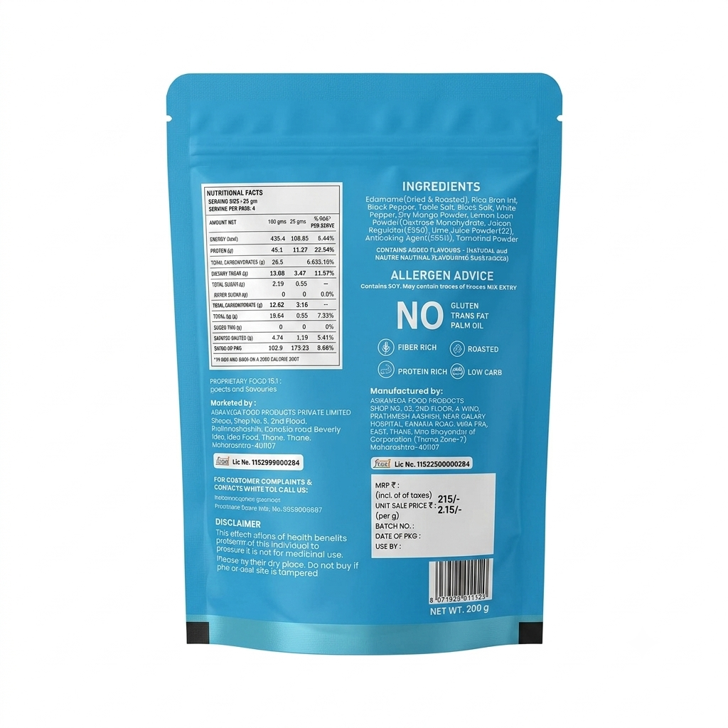 Edama Beans | Crunchy &amp; Roasted Edma Beans (Salt n Pepper) - 42% Protein Per Serving -Sea Salt , Vegan, Gluten Free- Lightly Salted, Fiber Rich, Protein Rich - Not Fried - No Trans Fat &amp; Palm Oil - Green Gainz- 60gm
