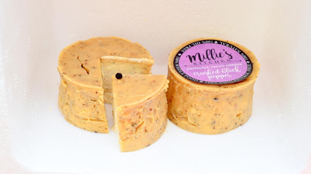 Vegan Cheese | Crushed Black Pepper Cheese – Oil Free, Lactose Free &amp;amp; Cholesterol Free – Millie’s Kitchen – 150gm
