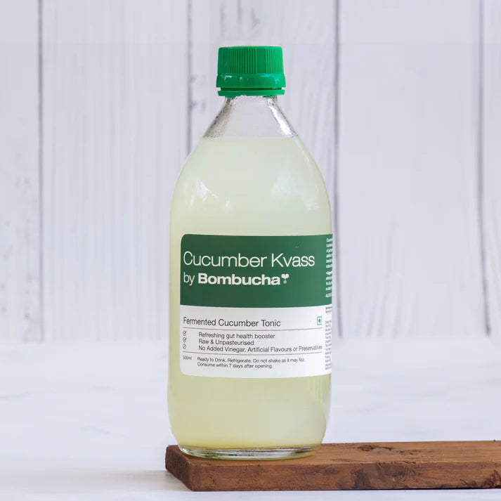 Cucumber kvass | Fermented Cucumber Tonic - Raw & Unpasteurized - Gut Health Booster, No Added Vinegar, Artificial Flavors & Preservatives - Bombucha- 500ml