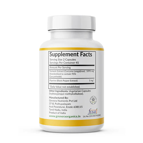 Curcumin | (With Piperine) - Vegan - Grenera - (550mg) - 90 Capsules