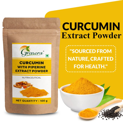 Powder | Curcumin With Piperine Extract Powder-Vegan , Non-GMO , Gluten-Free - Grenera - 100gm