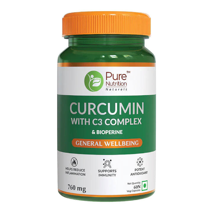 Curcumin | (With C3 Complex &amp; Bioperine) - Fights Inflammation And Supports Joint Health - Natural - Support immunity &amp;amp; Potent Antioxidant - Pure Nutrition - (760mg) - 60 Capsules