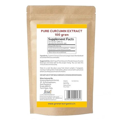 Powder | Curcumin With Piperine Extract Powder-Vegan , Non-GMO , Gluten-Free - Grenera - 100gm