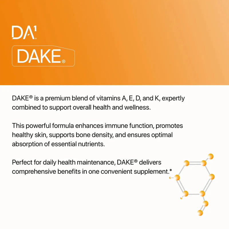 DAKE | Vitamin D3, K2 (MK-7), A &amp; E – Vegan, Gluten Free, Non GMO &amp; Sugar Free - Decode Age – 30 Vegan Capsules