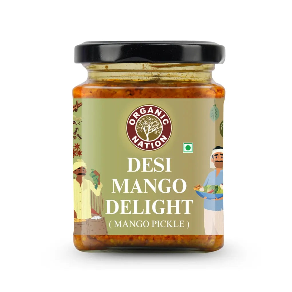 Pickle | Desi Mango Delight (Mango Pickle) - 100% Homemade - No Added Preservatives - Organic Nation - 250gm