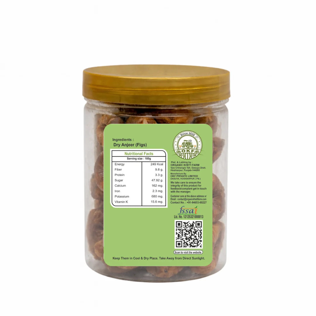 Figs | Dry Anjeer - 100% Organic-USDA Organic -No Chemicals, Non-GMO -Organic Kheti Farm- 200gm