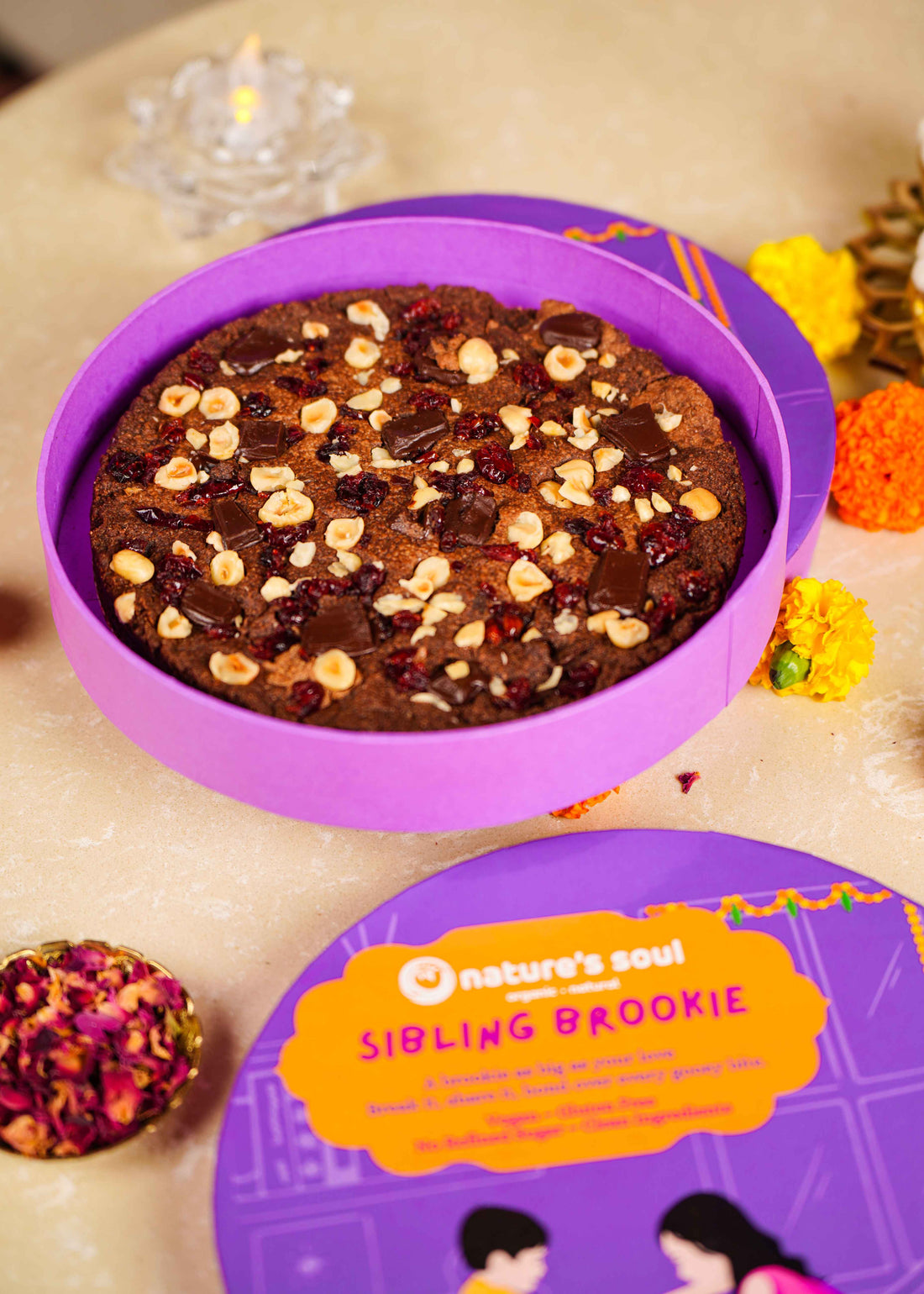 Sibling Brookie (Modern Sibling Love language) - Vegan, Gluten Free &amp; Refined Sugar Free - 8Inches (750gm)
