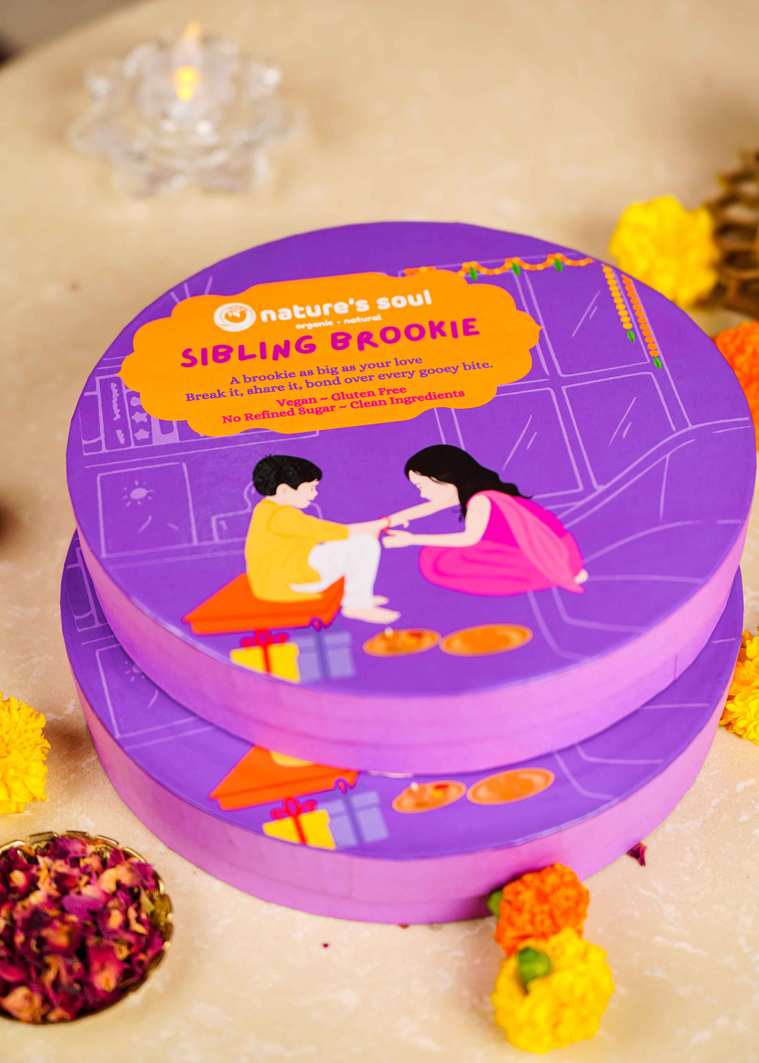 Sibling Brookie (Modern Sibling Love language) - Vegan, Gluten Free &amp; Refined Sugar Free - 8Inches (750gm)