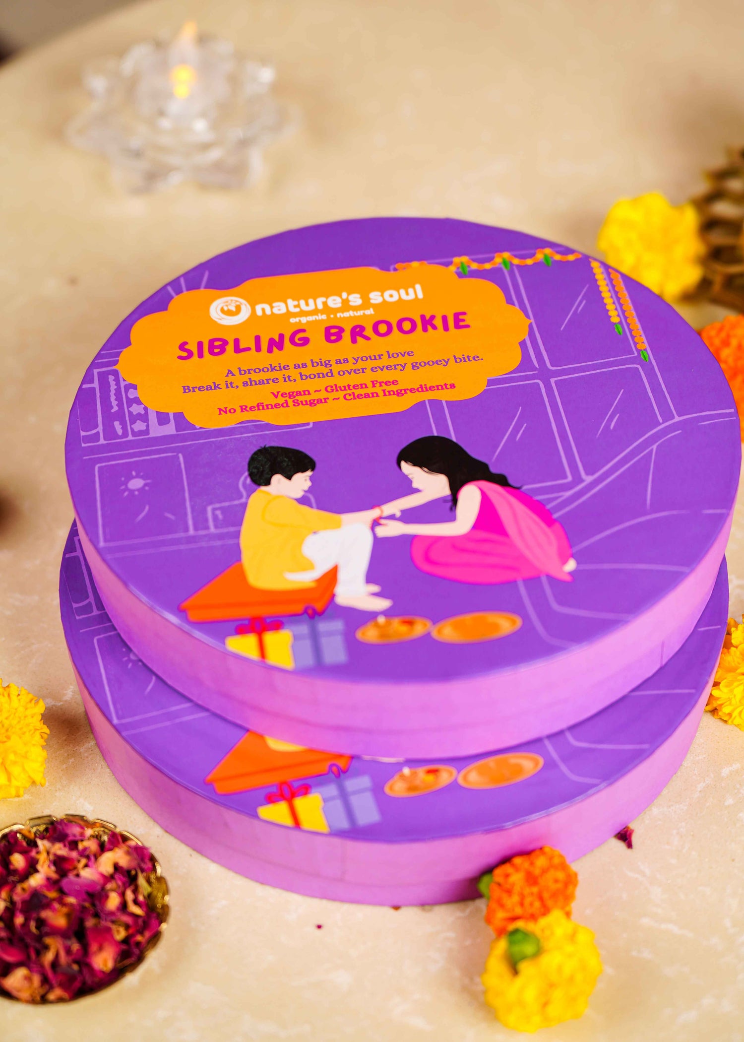 Sibling Brookie (Modern Sibling Love language) - Vegan, Gluten Free &amp; Refined Sugar Free - 8Inches (750gm)