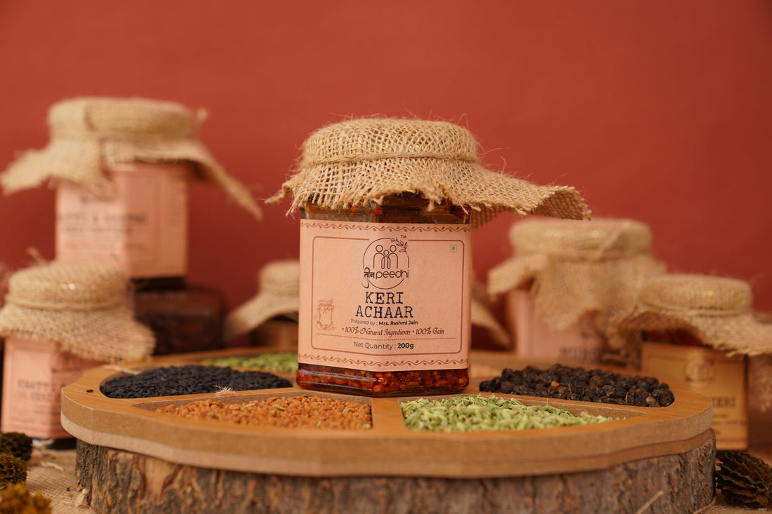 Pickle | Keri Ka Achaar - 100% Jain - Medium Spicy – No Added Preservatives, Flavour & No Added Sugar – Teen Peedhi – 200gm