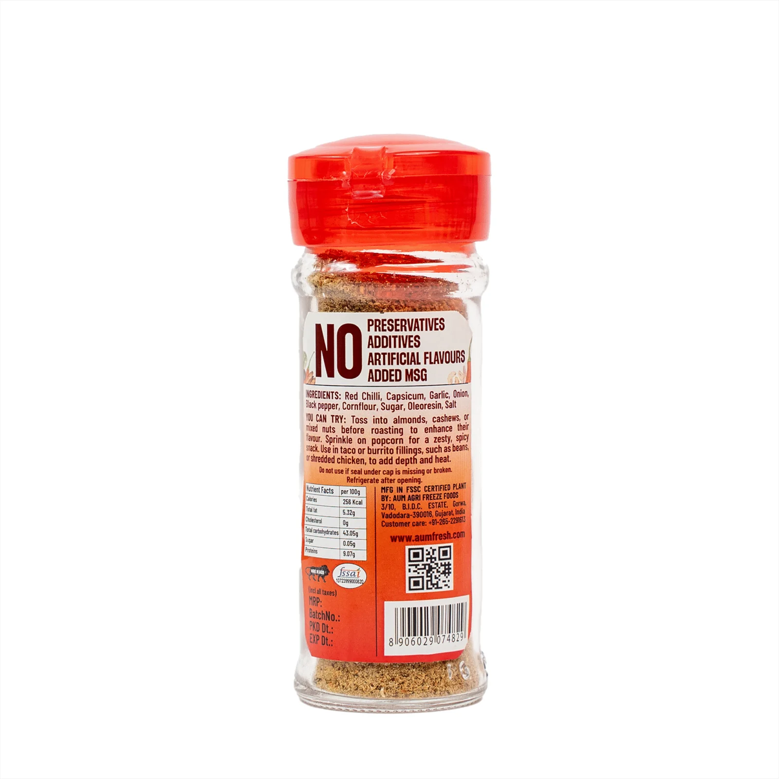 Seasoning | Hot &amp; Spicy Nuts Seasoning -No Additives, No Artificial Flavours &amp; Preservatives Free - 100% Pure &amp; Natural - Aum Fresh - 40gm
