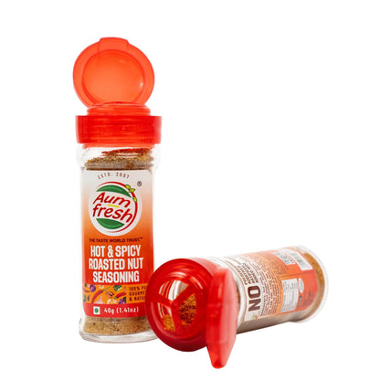 Seasoning | Hot &amp; Spicy Nuts Seasoning -No Additives, No Artificial Flavours &amp; Preservatives Free - 100% Pure &amp; Natural - Aum Fresh - 40gm