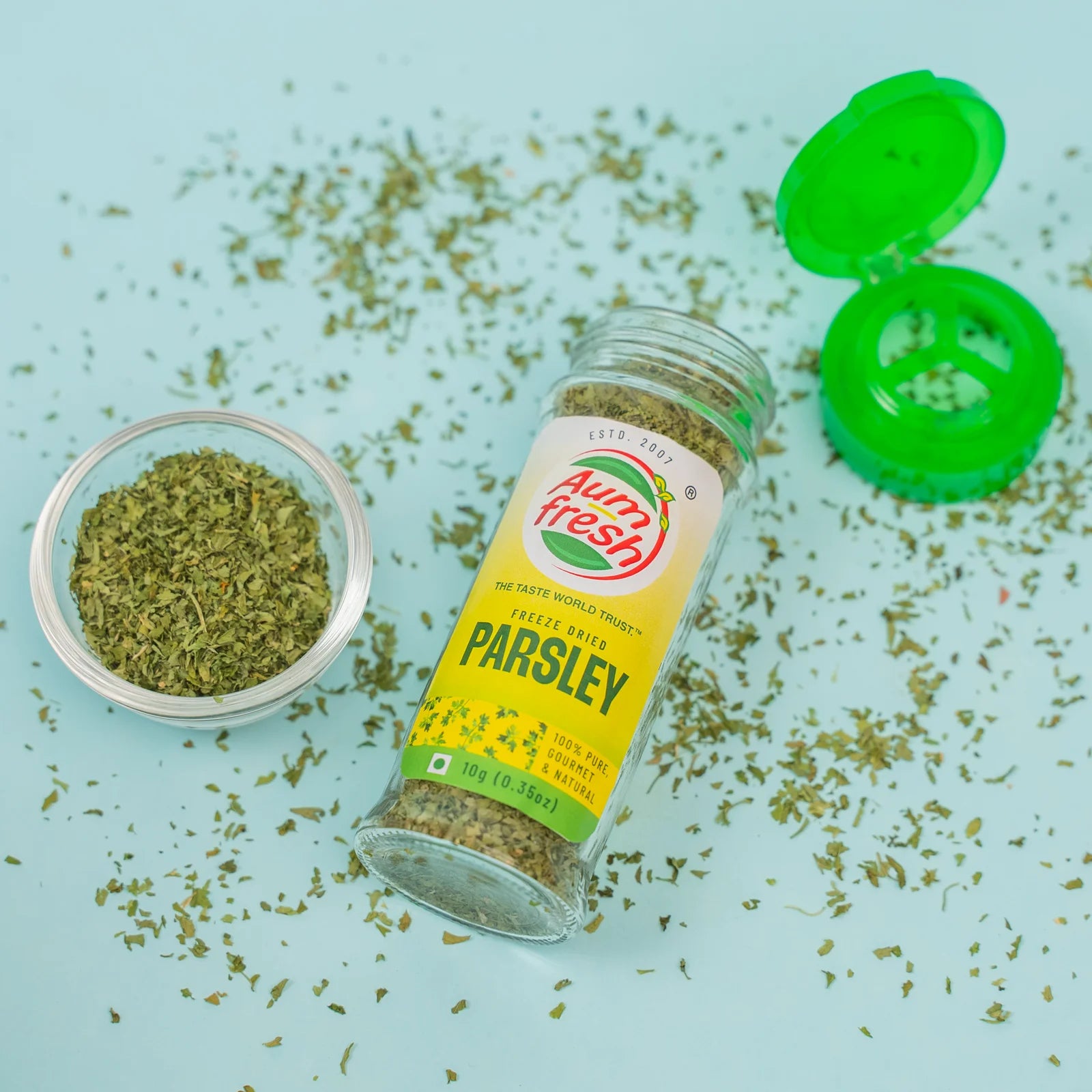 Seasoning | Freeze Dried Parsley Flakes- Meat Rub - No Additives, No Artificial Flavours &amp; Preservatives Free - 100% Pure &amp; Natural - Aum Fresh - 10gm