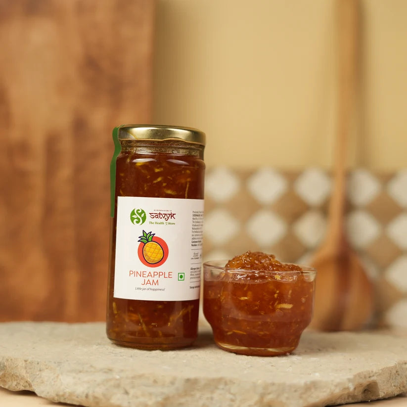 Jam | Pineapple Jam - Real Fruit Spread - No Artificial Colour or Preservatives - Tropical Flavour for Kids- No Artificial Colours - Satvyk - 250gm