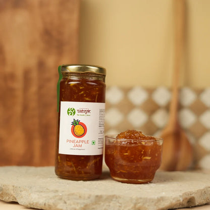 Jam | Pineapple Jam - Real Fruit Spread - No Artificial Colour or Preservatives - Tropical Flavour for Kids- No Artificial Colours - Satvyk - 250gm