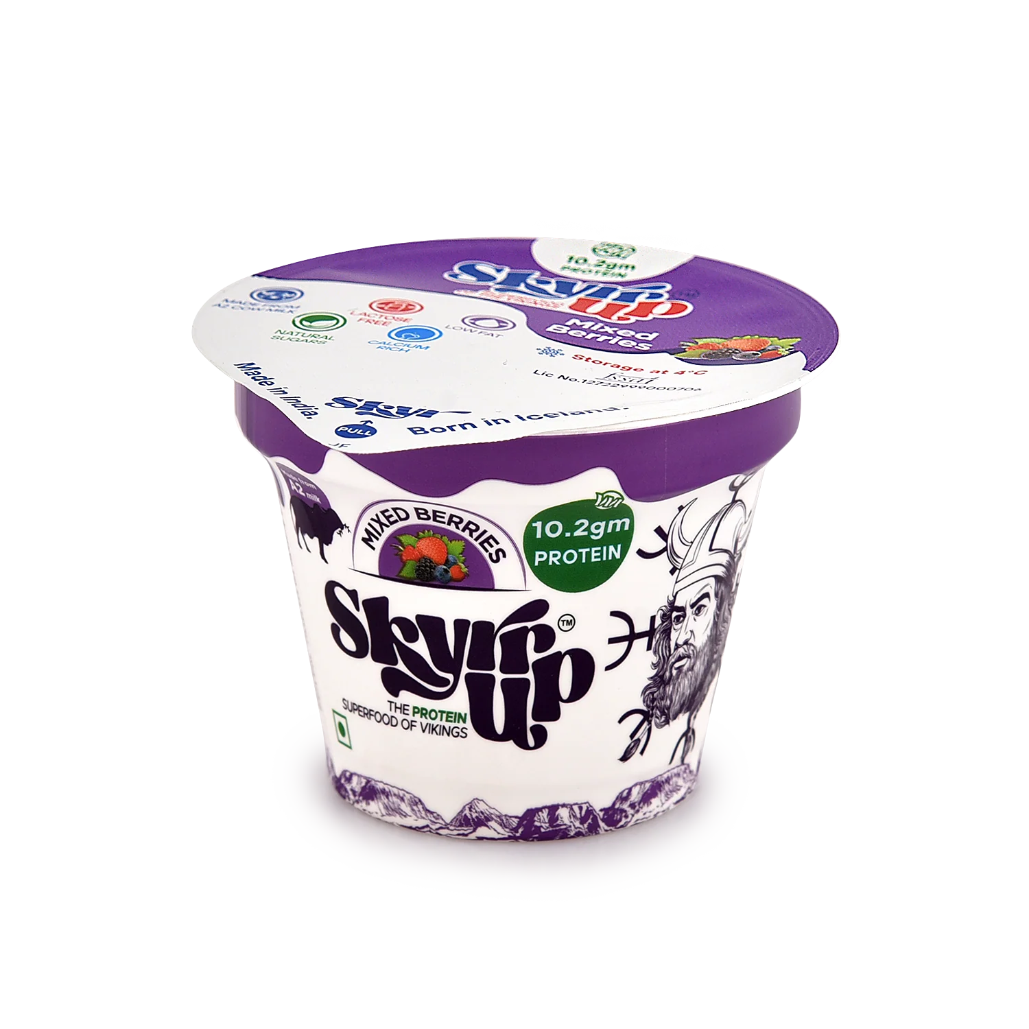 Yogurt | Mixed Berries (Made From A2 Milk) – Natural Sugar, 10.2gm Protein, Zero Preservatives, Fat Free &amp;amp; Lactose Free – Skyrrup – 100gm