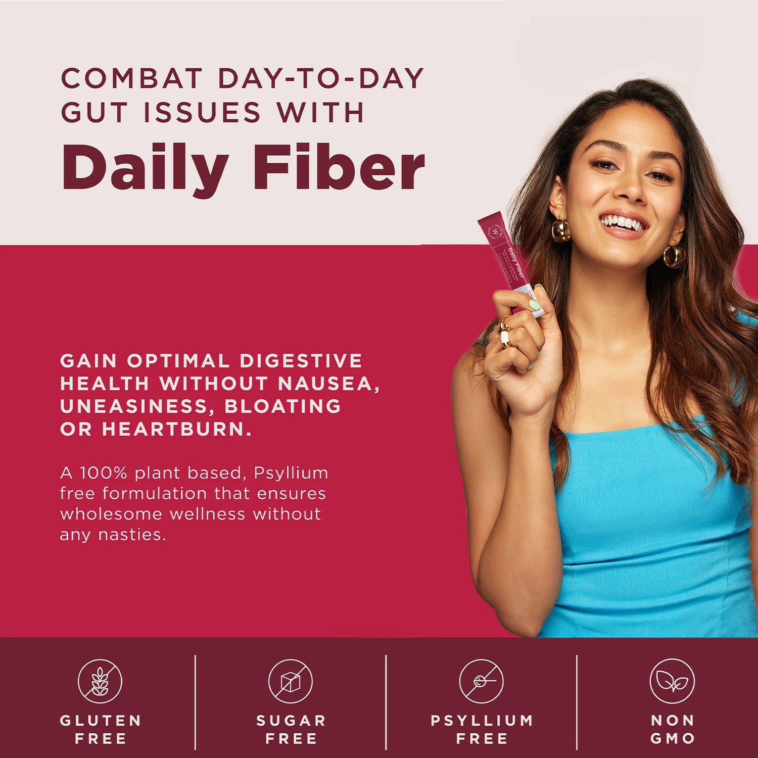 Daily Fiber | 17 Superfoods - Plant Based Prebiotic Fiber Blend For Digestive Balance - Vanilla Berry Flavor - Vegan, Gluten Free, No Gmo, No Preservatives, Sugar Free &amp;amp; Helps Improve Digestion - Wellbeing Nutrition - (30 Serving) - 240gm