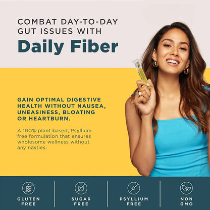 Daily Fiber | 17 Superfoods - Plant Based Prebiotic Fiber Blend For Digestive Balance - Pina Colada Flavor - Vegan, Gluten Free, No Gmo, No Preservatives, Sugar Free &amp;amp; Helps Improve Digestion - Wellbeing Nutrition - (30 Serving) - 240gm