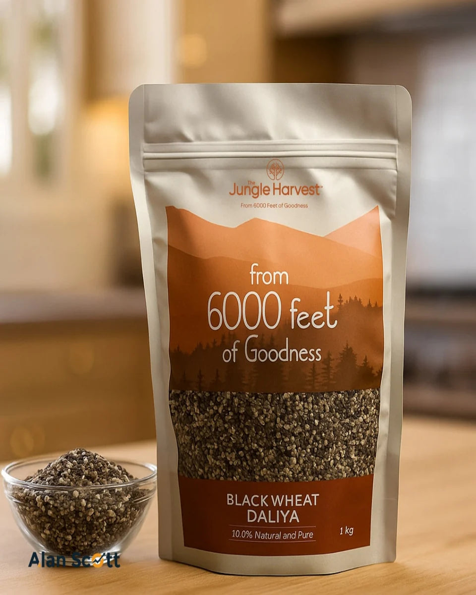 Daliya | Black Wheat Daliya -100% Natural &amp; Pure- Reduce Stress Level, Prevents Cancer - No Preservative ,No Additives, Authentic Flavour -Jungle Harvest - 500gm