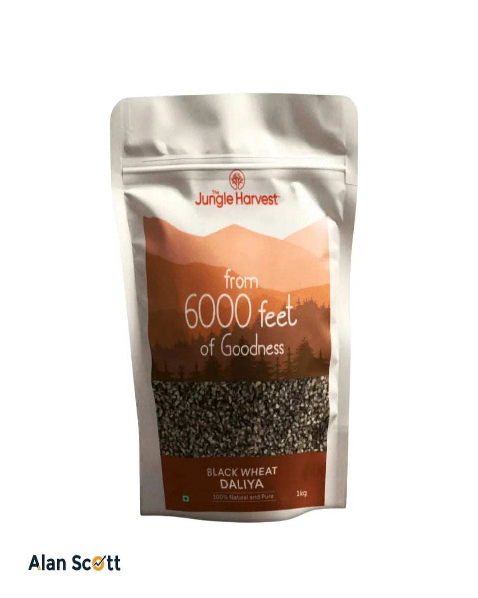 Daliya | Black Wheat Daliya -100% Natural &amp; Pure- Reduce Stress Level, Prevents Cancer - No Preservative ,No Additives, Authentic Flavour -Jungle Harvest - 500gm