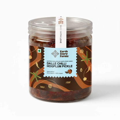 Pickle | Dalle Chilli Hogplum Pickle - 100% Vegan -West Sikkim- Preservative Free - Earth Story Farms- 200gm