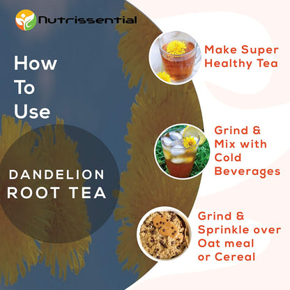 Tea | Dandelion Root Tea – Supports Healthy Digestion Aids Liver &amp; Kidney Detox – Nutrissential – 40gm