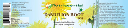 Tea | Dandelion Root Tea – Supports Healthy Digestion Aids Liver &amp; Kidney Detox – Nutrissential – 40gm