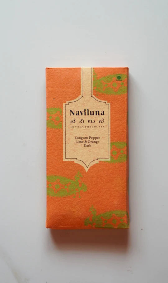 Dark Chocolate | 72% Dark - Longum Pepper (Lime &amp; Orange) - Vegan - Naviluna - 60gm