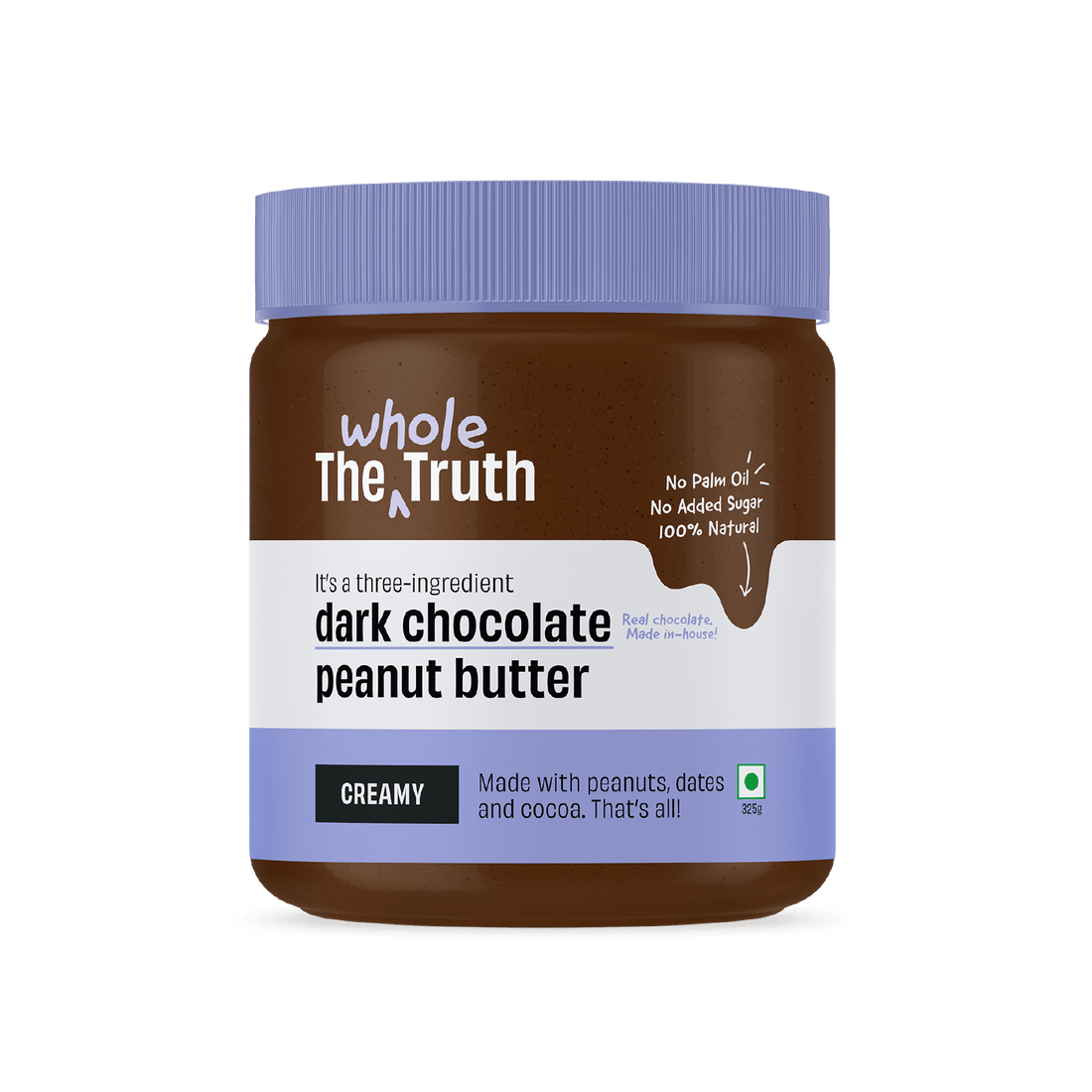 Peanut Butter | Dark Chocolate - Creamy - No Added Sugar - The Whole Truth - 325gm