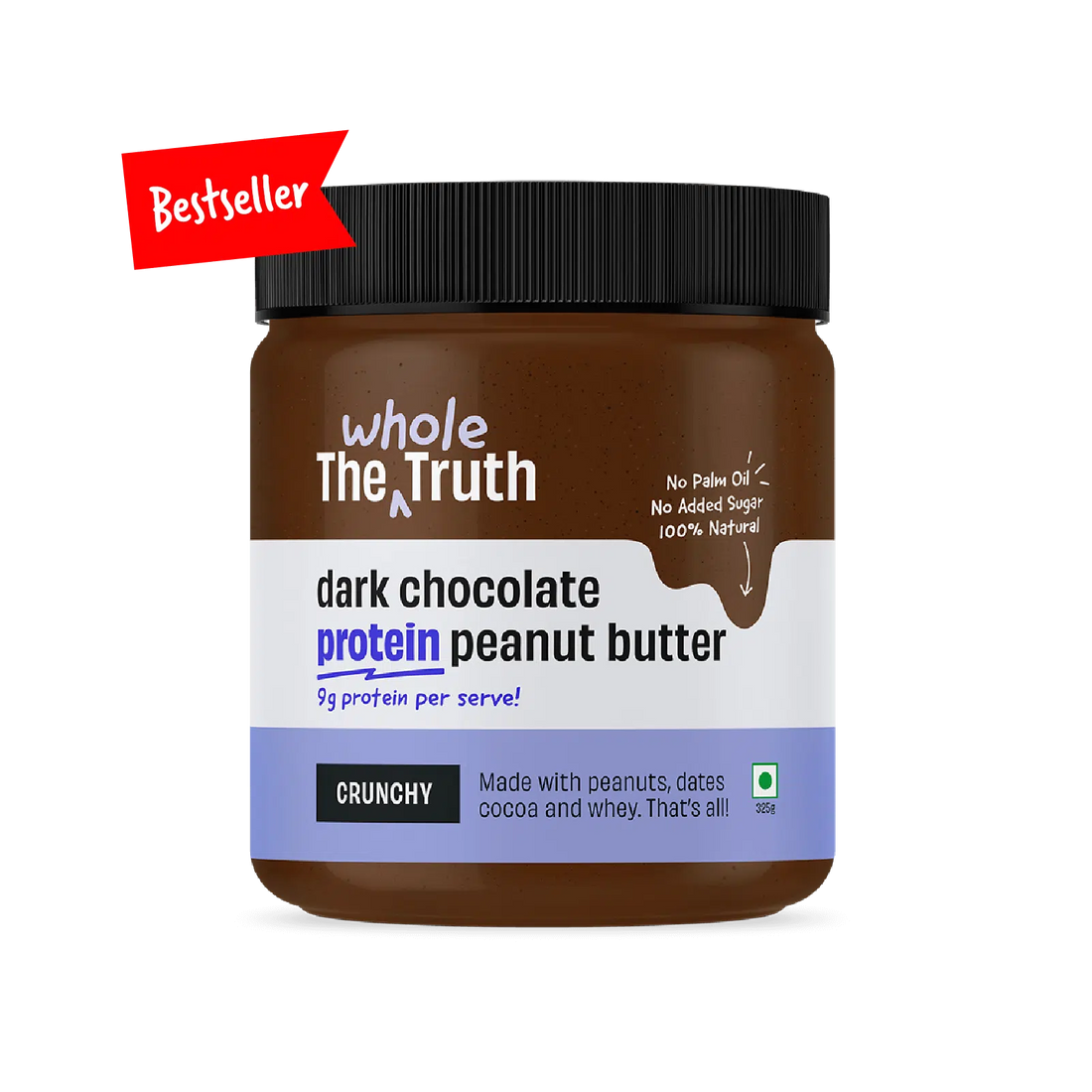 Peanut Butter | Dark Chocolate - Crunchy - No Added Sugar - The Whole Truth - 325gm