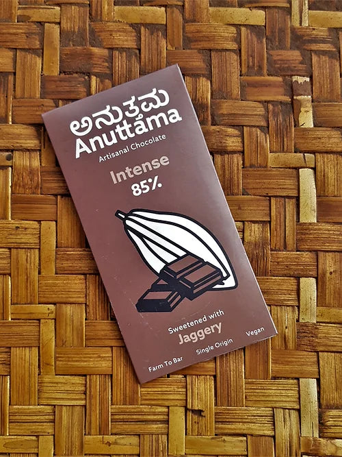 Dark Chocolate | (Sweetened With Jaggery) – 85% Cocoa – Farm To Bar – Single Origin – Vegan – Anuttama Artisanal Chocolate - 50gm