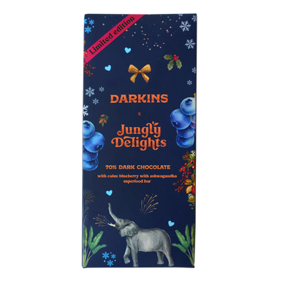 Dark Chocolate | 70% (With Calm Blueberry With Ashwagandha Superfood Bar) – Bean To Bar – No Palm Oil – jungly Delights – 50gm