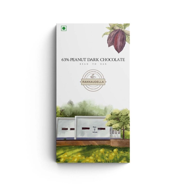 Dark Chocolate | 63% Peanut Dark Chocolate -Handcrafted Artisan Chocolate - Bean To Bar - Vegan  -Rakkaudella- 65gm