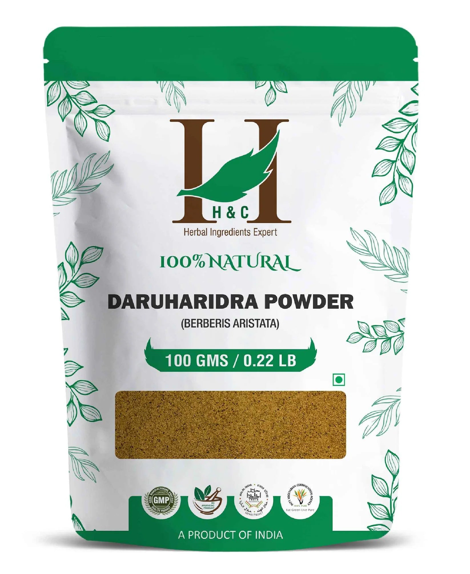 Natural Natural Daruharidra (Berberine) Powder - 100% Natural -Supports Eye Health &amp; Skin Wellness- H&amp;C - 100gm